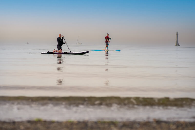 Paddleboarding on Cranfield Beach